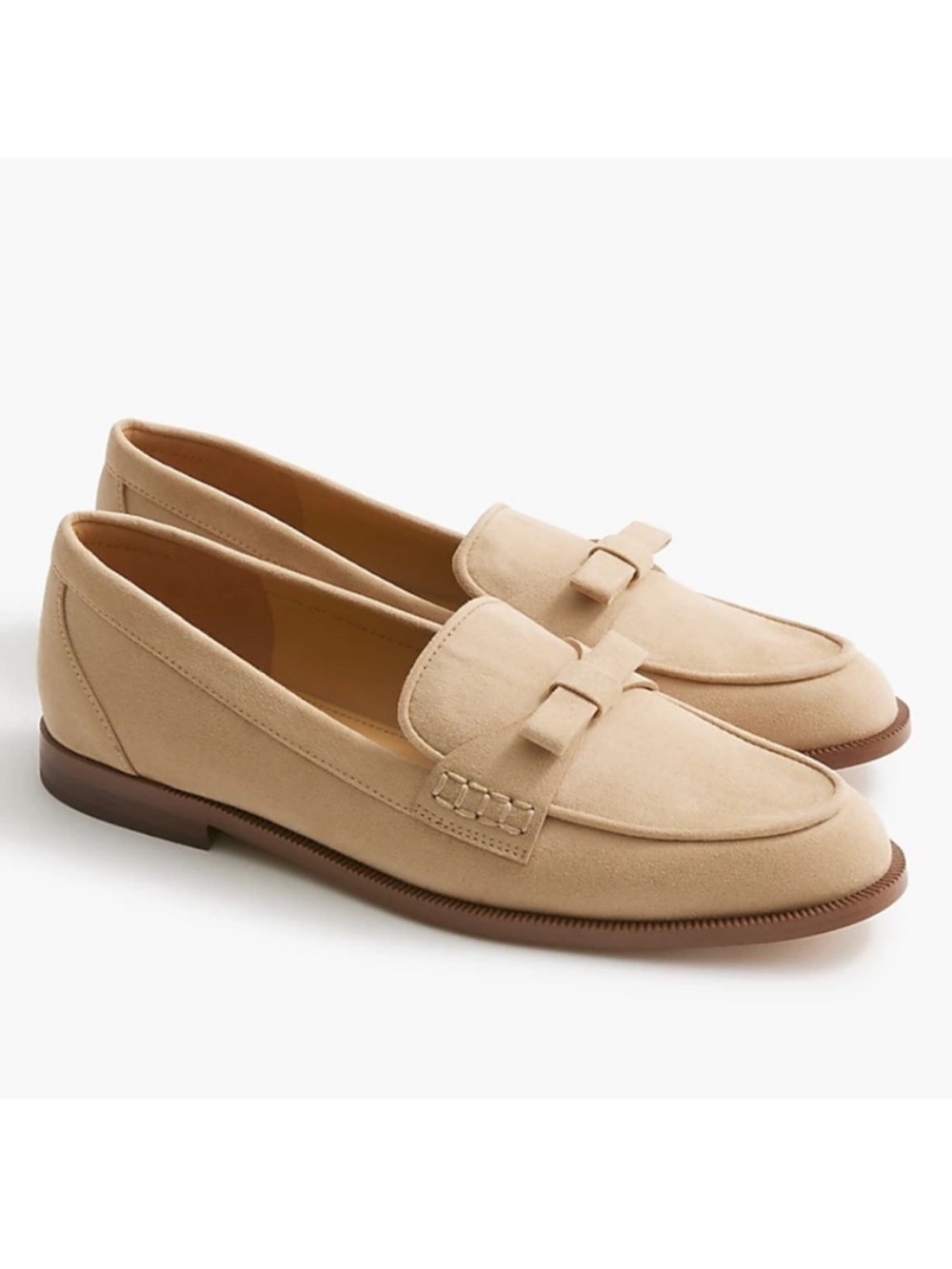 J.Crew Factory Sueded Bow Loafers in a light khaki Size 10